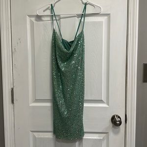 green sequin homecoming dress